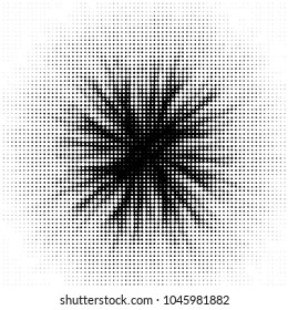 Spotted black and white grunge vector line background. Abstract halftone illustration background. Grunge grid polka dot background pattern
