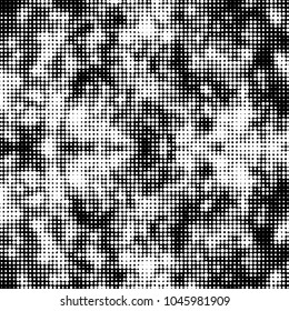 Spotted black and white grunge vector line background. Abstract halftone illustration background. Grunge grid polka dot background pattern

