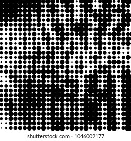Spotted black and white grunge vector line background. Abstract halftone illustration background. Grunge grid polka dot background pattern
