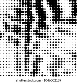 Spotted black and white grunge vector line background. Abstract halftone illustration background. Grunge grid polka dot background pattern
