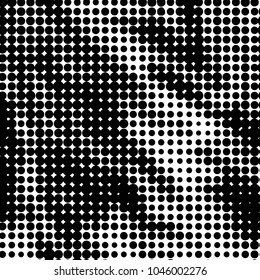 Spotted black and white grunge vector line background. Abstract halftone illustration background. Grunge grid polka dot background pattern
