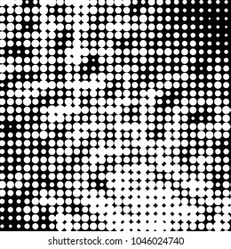 Spotted black and white grunge vector line background. Abstract halftone illustration background. Grunge grid polka dot background pattern
