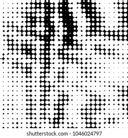 Spotted black and white grunge vector line background. Abstract halftone illustration background. Grunge grid polka dot background pattern
