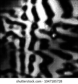 Spotted black and white grunge vector line background. Abstract halftone illustration background. Grunge grid polka dot background pattern
