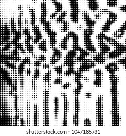 Spotted black and white grunge vector line background. Abstract halftone illustration background. Grunge grid polka dot background pattern
