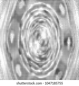 Spotted black and white grunge vector line background. Abstract halftone illustration background. Grunge grid polka dot background pattern
