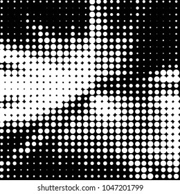 Spotted black and white grunge vector line background. Abstract halftone illustration background. Grunge grid polka dot background pattern
