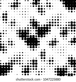 Spotted black and white grunge vector line background. Abstract halftone illustration background. Grunge grid polka dot background pattern

