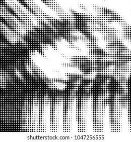 Spotted black and white grunge vector line background. Abstract halftone illustration background. Grunge grid polka dot background pattern
