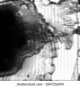 Spotted black and white grunge vector line background. Abstract halftone illustration background. Grunge grid polka dot background pattern
