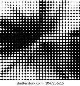 Spotted black and white grunge vector line background. Abstract halftone illustration background. Grunge grid polka dot background pattern
