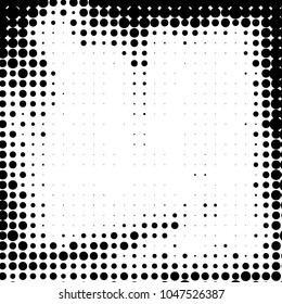 Spotted black and white grunge vector line background. Abstract halftone illustration background. Grunge grid polka dot background pattern

