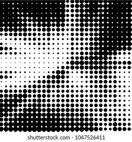Spotted black and white grunge vector line background. Abstract halftone illustration background. Grunge grid polka dot background pattern
