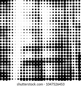 Spotted black and white grunge vector line background. Abstract halftone illustration background. Grunge grid polka dot background pattern
