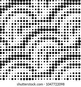 Spotted black and white grunge vector line background. Abstract halftone illustration background. Grunge grid polka dot background pattern
