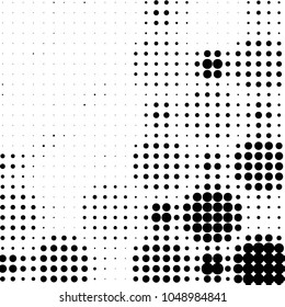 Spotted black and white grunge vector line background. Abstract halftone illustration background. Grunge grid polka dot background pattern
