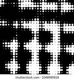 Spotted black and white grunge vector line background. Abstract halftone illustration background. Grunge grid polka dot background pattern
