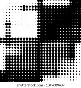 Spotted black and white grunge vector line background. Abstract halftone illustration background. Grunge grid polka dot background pattern

