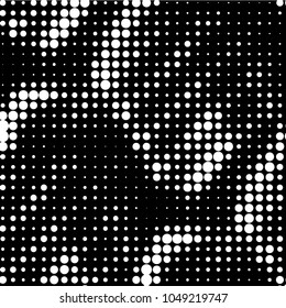 Spotted black and white grunge vector line background. Abstract halftone illustration background. Grunge grid polka dot background pattern
