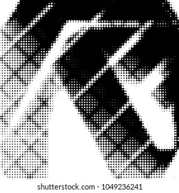 Spotted black and white grunge vector line background. Abstract halftone illustration background. Grunge grid polka dot background pattern
