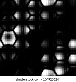 Spotted black and white grunge vector line background. Abstract halftone illustration background. Grunge grid polka dot background pattern
