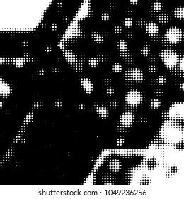 Spotted black and white grunge vector line background. Abstract halftone illustration background. Grunge grid polka dot background pattern
