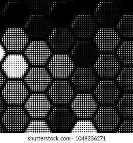 Spotted black and white grunge vector line background. Abstract halftone illustration background. Grunge grid polka dot background pattern

