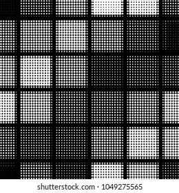 Spotted black and white grunge vector line background. Abstract halftone illustration background. Grunge grid polka dot background pattern
