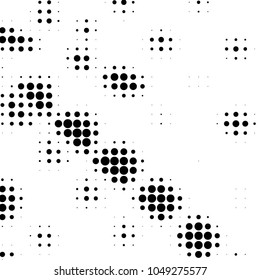 Spotted black and white grunge vector line background. Abstract halftone illustration background. Grunge grid polka dot background pattern
