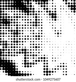 Spotted black and white grunge vector line background. Abstract halftone illustration background. Grunge grid polka dot background pattern
