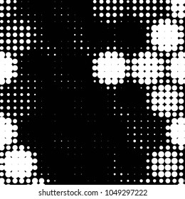 Spotted black and white grunge vector line background. Abstract halftone illustration background. Grunge grid polka dot background pattern
