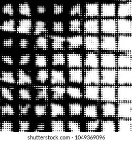 Spotted black and white grunge vector line background. Abstract halftone illustration background. Grunge grid polka dot background pattern
