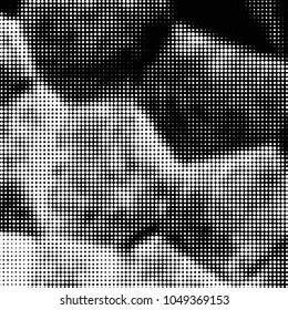 Spotted black and white grunge vector line background. Abstract halftone illustration background. Grunge grid polka dot background pattern
