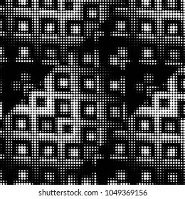 Spotted black and white grunge vector line background. Abstract halftone illustration background. Grunge grid polka dot background pattern
