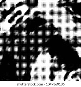 Spotted black and white grunge vector line background. Abstract halftone illustration background. Grunge grid polka dot background pattern
