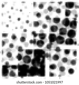 Spotted black and white grunge vector line background. Abstract halftone illustration background. Grunge grid polka dot background pattern

