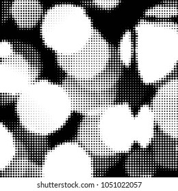 Spotted black and white grunge vector line background. Abstract halftone illustration background. Grunge grid polka dot background pattern

