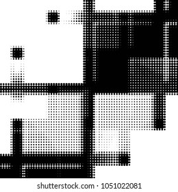 Spotted black and white grunge vector line background. Abstract halftone illustration background. Grunge grid polka dot background pattern

