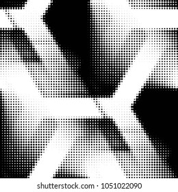 Spotted black and white grunge vector line background. Abstract halftone illustration background. Grunge grid polka dot background pattern

