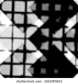 Spotted black and white grunge vector line background. Abstract halftone illustration background. Grunge grid polka dot background pattern
