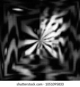 Spotted black and white grunge vector line background. Abstract halftone illustration background. Grunge grid polka dot background pattern
