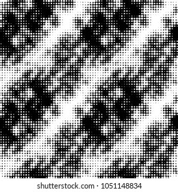 Spotted black and white grunge vector line background. Abstract halftone illustration background. Grunge grid polka dot background pattern
