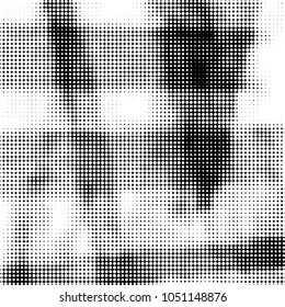 Spotted black and white grunge vector line background. Abstract halftone illustration background. Grunge grid polka dot background pattern
