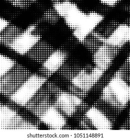 Spotted black and white grunge vector line background. Abstract halftone illustration background. Grunge grid polka dot background pattern
