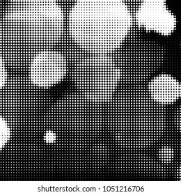 Spotted black and white grunge vector line background. Abstract halftone illustration background. Grunge grid polka dot background pattern
