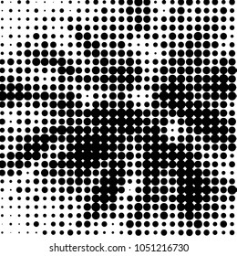 Spotted black and white grunge vector line background. Abstract halftone illustration background. Grunge grid polka dot background pattern
