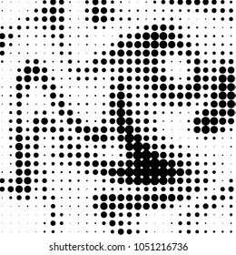 Spotted black and white grunge vector line background. Abstract halftone illustration background. Grunge grid polka dot background pattern
