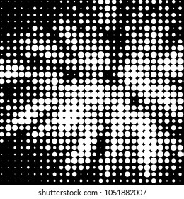 Spotted black and white grunge vector line background. Abstract halftone illustration background. Grunge grid polka dot background pattern
