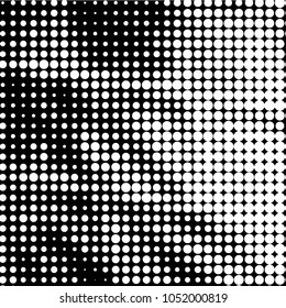 Spotted black and white grunge vector line background. Abstract halftone illustration background. Grunge grid polka dot background pattern
