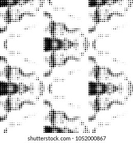 Spotted black and white grunge vector line background. Abstract halftone illustration background. Grunge grid polka dot background pattern
